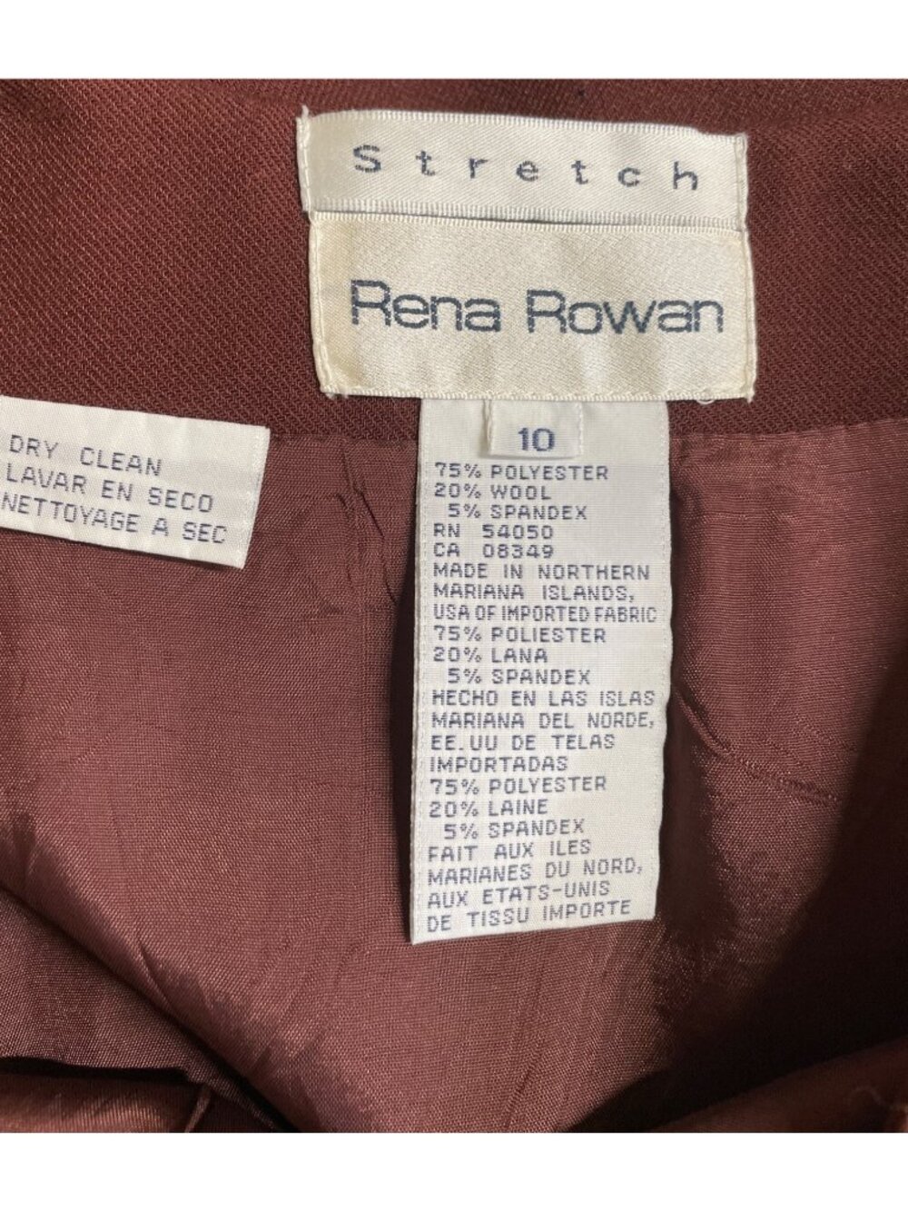 Rena Rowan Burgundy Knee-Length Stretch Pencil Skirt Size 10 Wool Blend - Picture 7 of 7